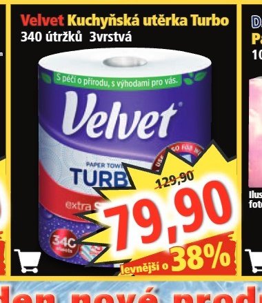 Velvet Kuchyňská utěrka Turbo 340 útržků 3vrstvá