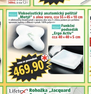 Viskoelastický anatomický polštář Motýl / Funkční podsedák Ergo Activ
