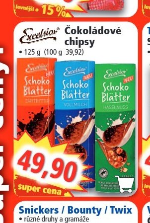 Excelsior Čokoládové chipsy