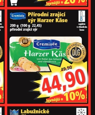 Cremisée Přírodní zrající sýr Harzer Käse