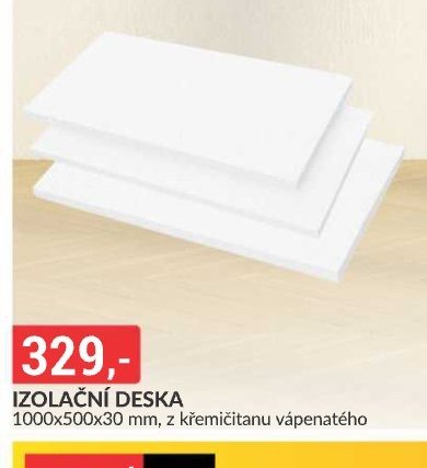 IZOLAČNÍ DESKA 1000x500x30 mm, z křemičitanu vápenatého