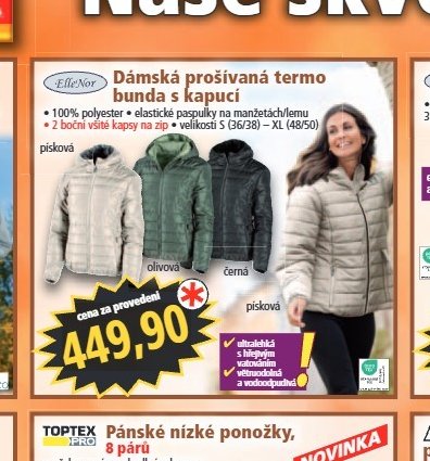 Dámská prošívaná termo bunda s kapucí