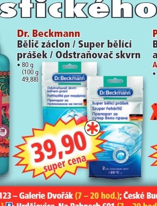 Dr. Beckmann Bělić záclon / Super bělicí prášek / Odstraňovač skvrn
