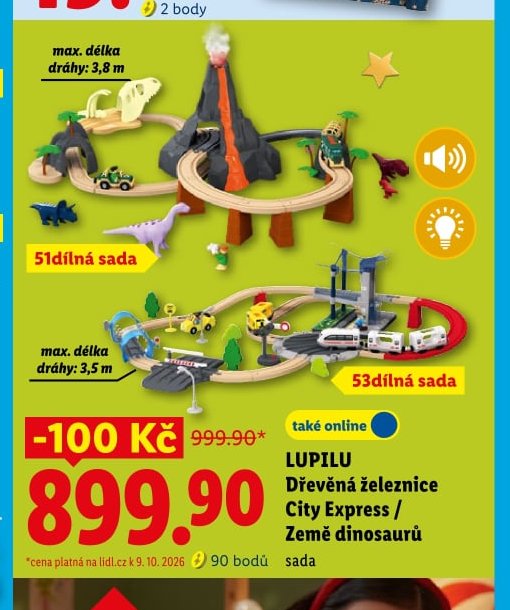 LUPILU Dřevěná železnice City Express / Země dinosaurů