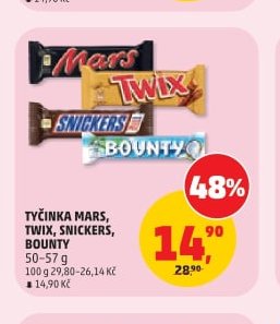 TYČINKA MARS, TWIX, SNICKERS, BOUNTY