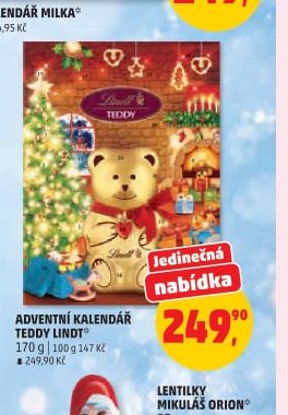 ADVENTNÍ KALENDÁŘ TEDDY LINDT 170 g