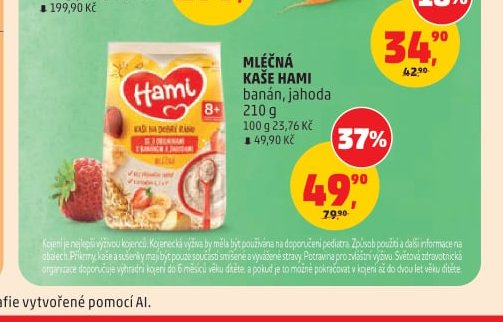 Mléčná kaše Hami banán, jahoda