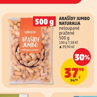 ARAŠÍDY JUMBO NATURALIA neloupané pražené 500 g