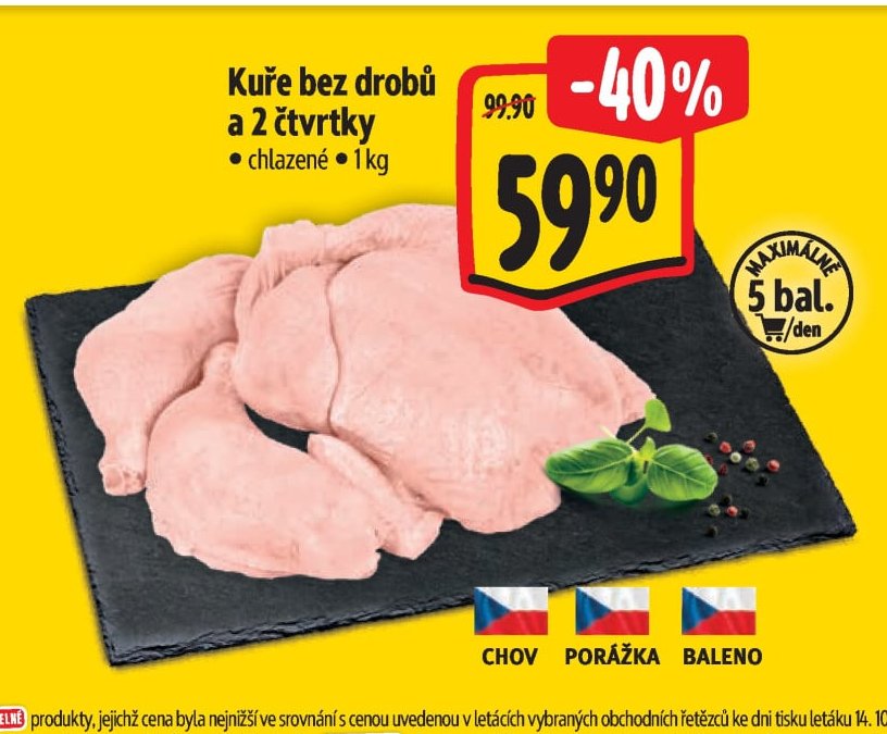 Kuře bez drobů a 2 čtvrtky 1 kg
