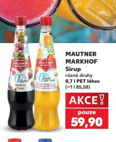 MAUTNER MARKHOF Sirup různé druhy 0,7 l PET láhev
