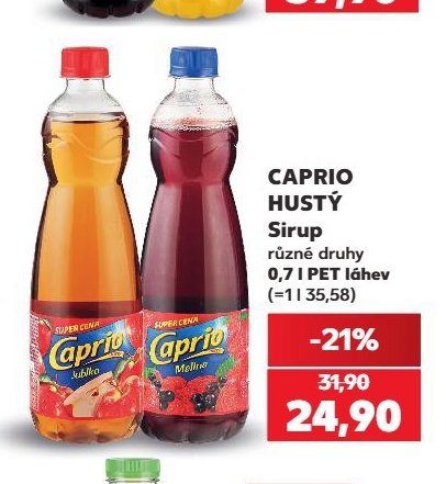 CAPRIO HUSTÝ Sirup různé druhy 0,7 l PET láhev