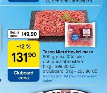 Tesco Mleté hovězí maso