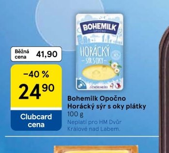 Bohemilk Opočno Horácký sýr s oky plátky 100 g