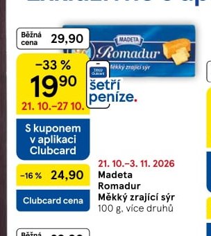 Madeta Romadur Měkký zrající sýr 100 g