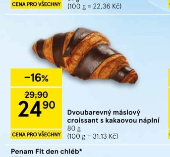 Dvoubarevný máslový croissant s kakaovou náplní