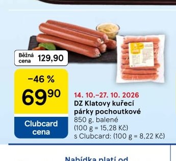 DZ Klatovy kuřecí párky pochoutkové