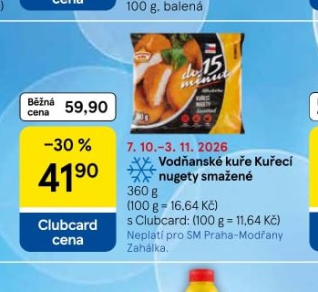 Vodňanské kuře Kuřecí nugety smažené 360 g