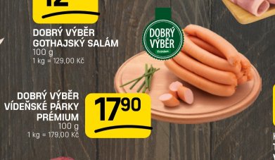Dobrý výběr Vídeňské párky prémium