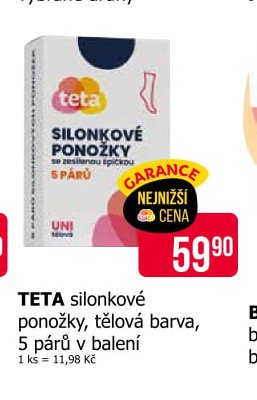 TETA silonkové ponožky, tělová barva, 5 párů v balení