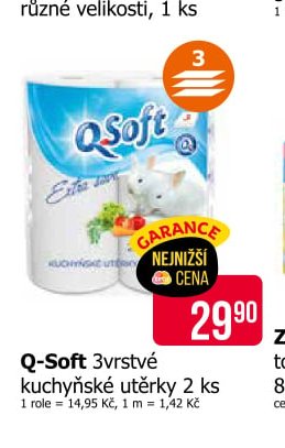 Q-Soft 3vrstvé kuchyňské utěrky 2 ks