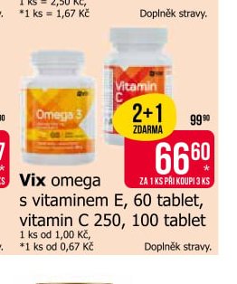 Vix omega s vitaminem E, 60 tablet, vitamin C 250, 100 tablet